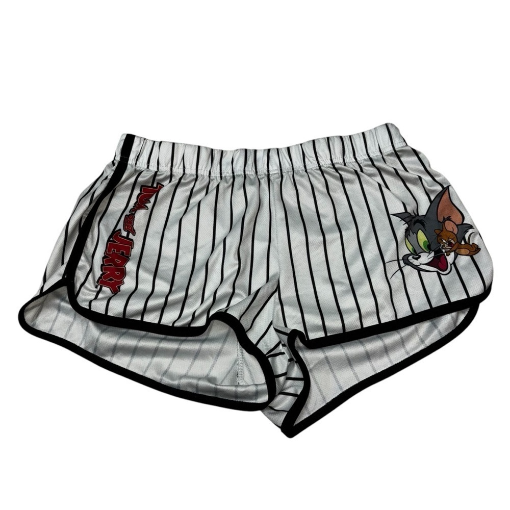 Tom & Jerry Girl's Size XL Athletic Running Shorts White Striped Lounge Shorts